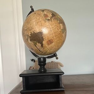 Vintage Style Globe with Black Stand
